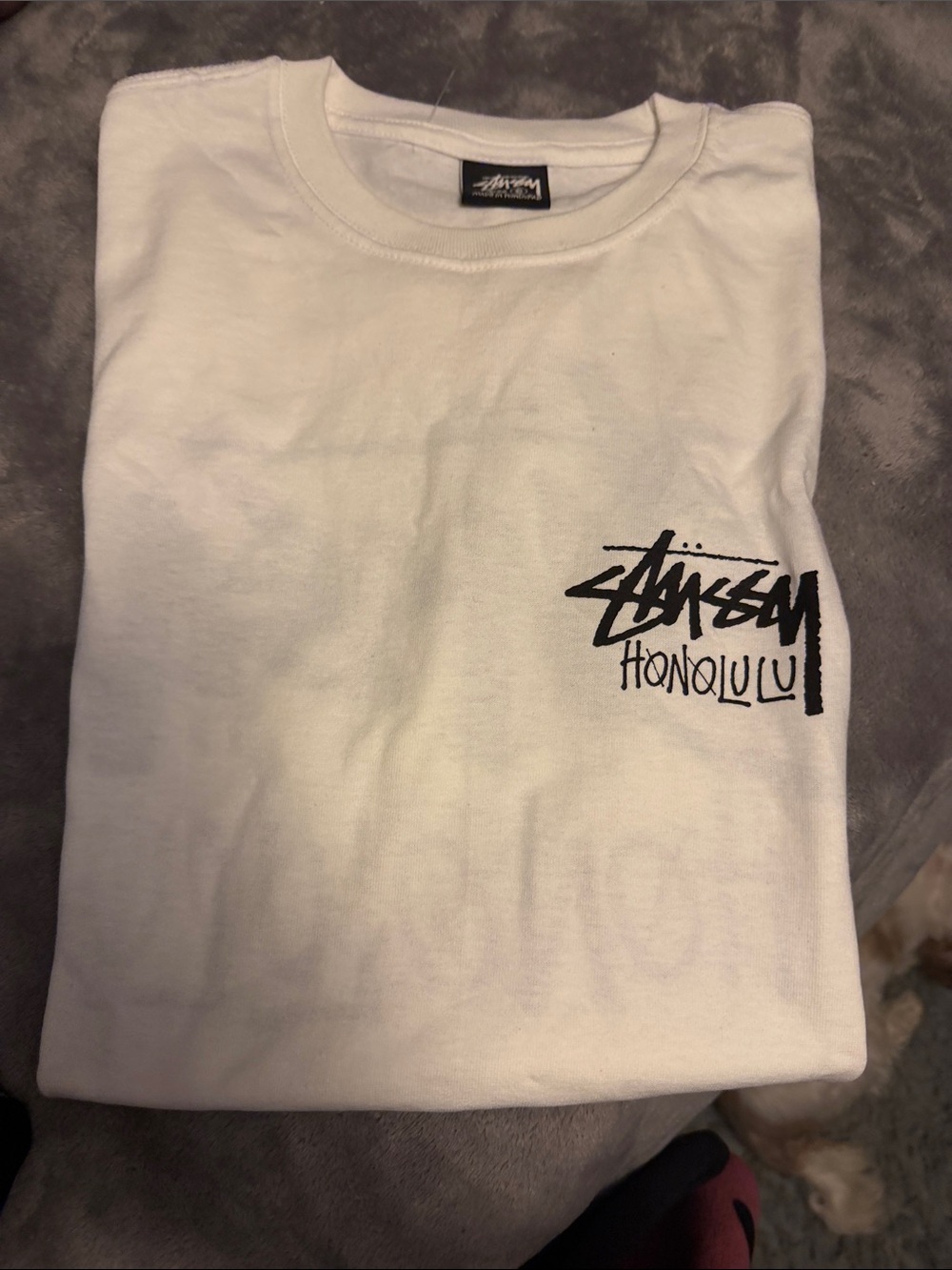 Stussy White Short-Sleeve Honolulu Logo Tee